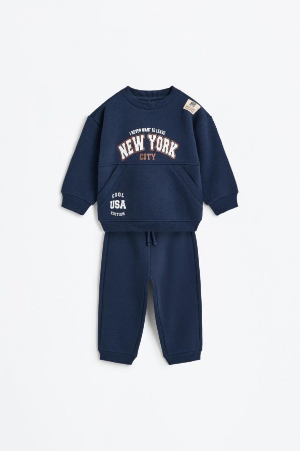 Patterned Sweatshirt and Pants Set