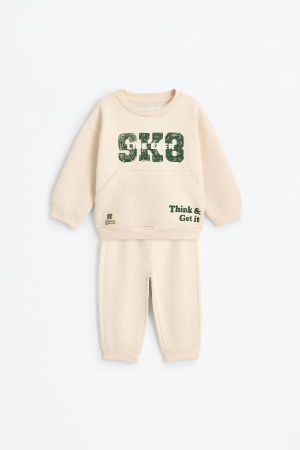 Patterned Sweatshirt and Pants Set