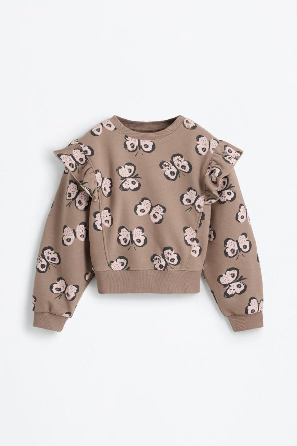 Ruffled Patterned Sweatshirt
