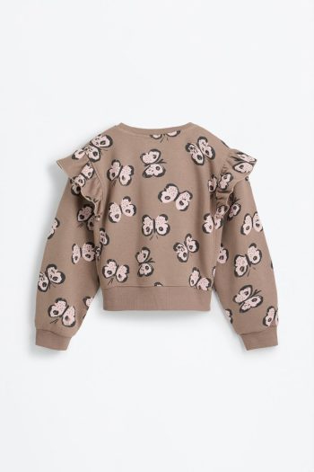 Ruffled Patterned Sweatshirt