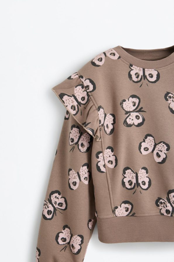 Ruffled Patterned Sweatshirt