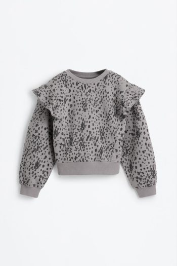 Ruffled Patterned Sweatshirt