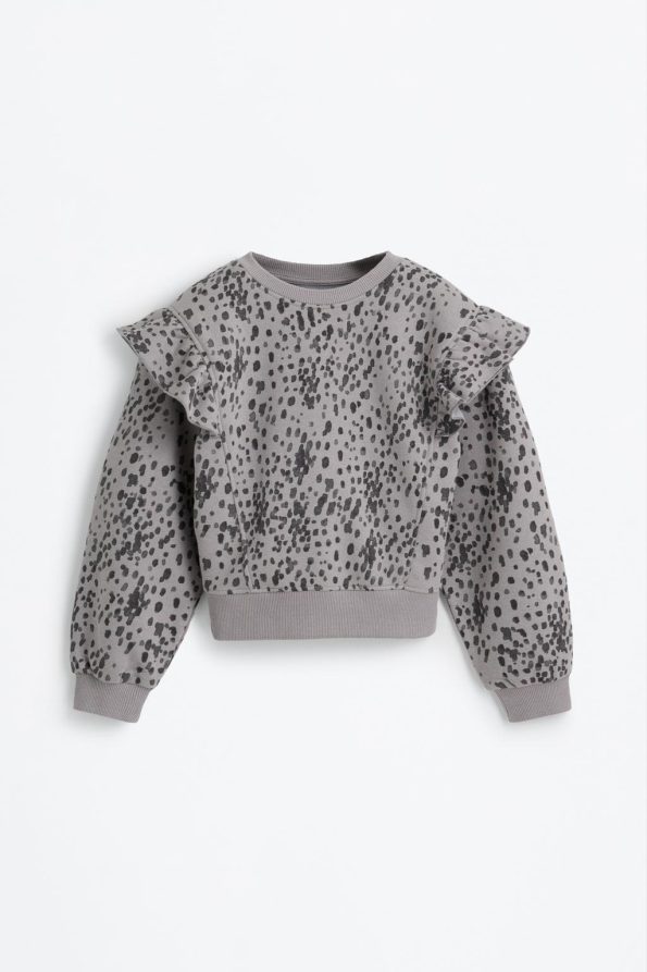 Ruffled Patterned Sweatshirt