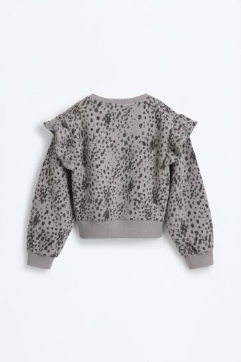 Ruffled Patterned Sweatshirt