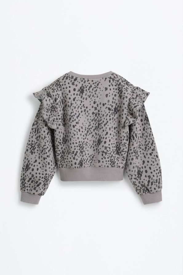 Ruffled Patterned Sweatshirt