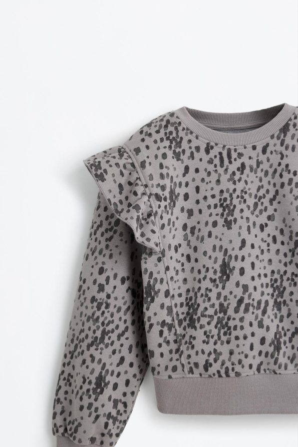 Ruffled Patterned Sweatshirt