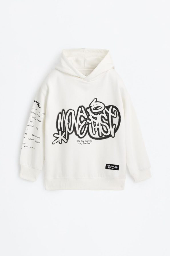 Hooded Patterned Sweatshirt