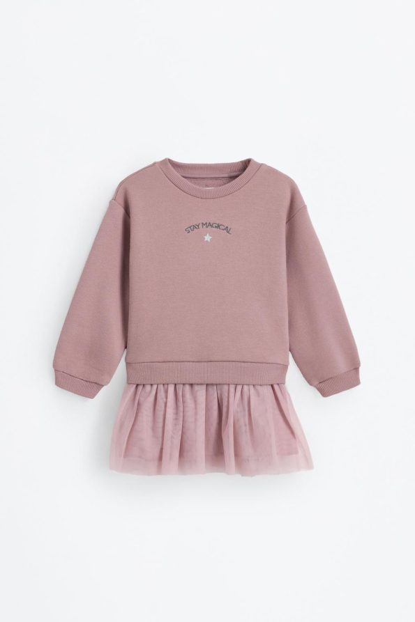Cotton Tulle Contrast Dress