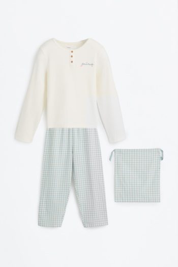Long Contrast Pajama Set