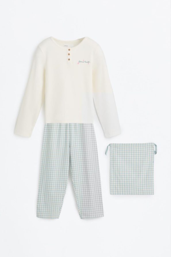 Long Contrast Pajama Set