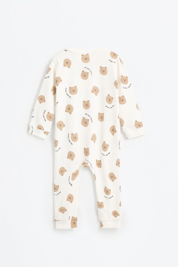 2-Piece Bear Print One-Piece Pajama Set