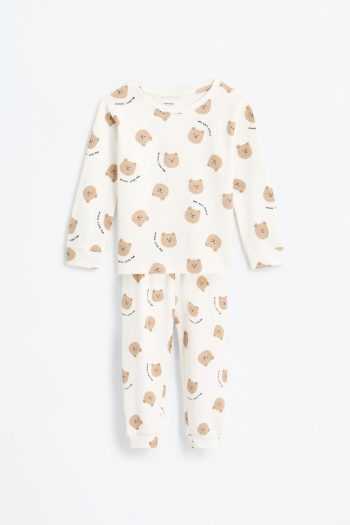 2-Piece Bear Print Pajama Set