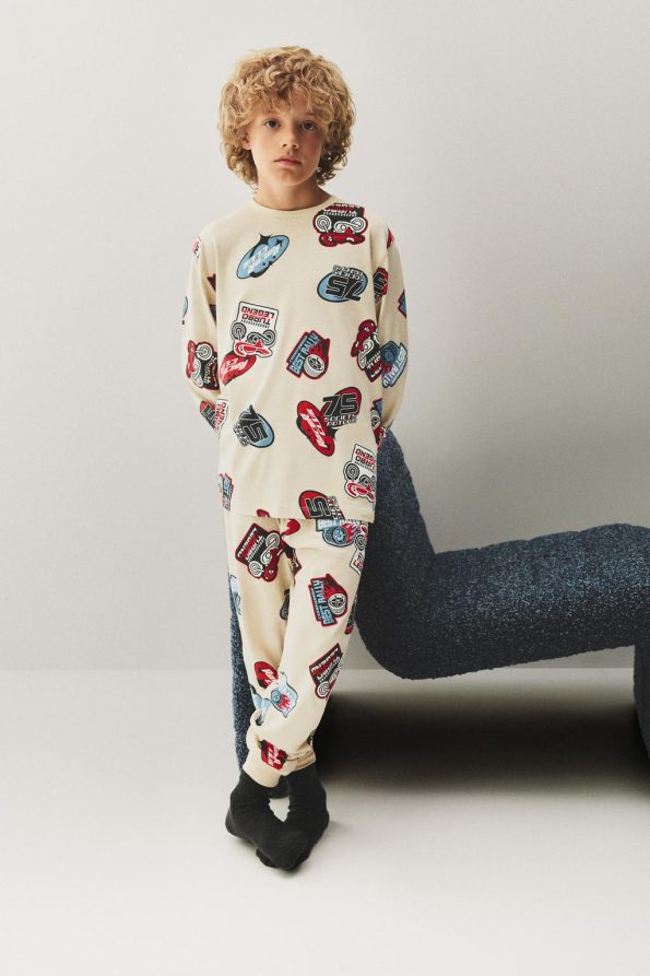Mini Patterned Long Pajama Set