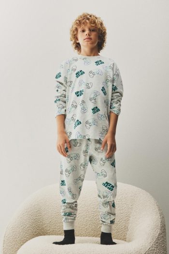 Mini Patterned Long Pajama Set