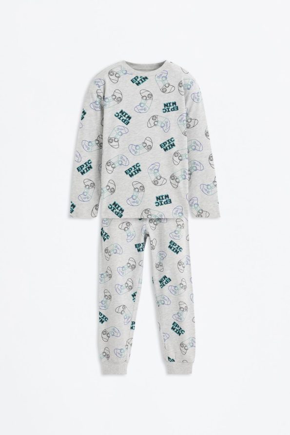 Mini Patterned Long Pajama Set