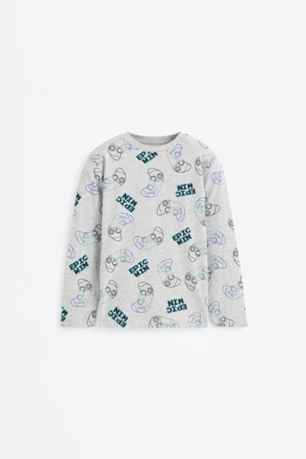 Mini Patterned Long Pajama Set