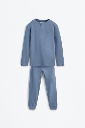 Textured Long Pajama Set