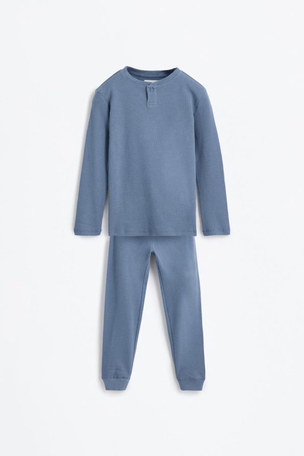 Textured Long Pajama Set