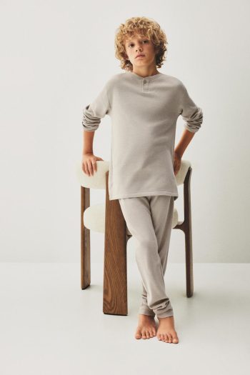 Waffle Long Pajama Set
