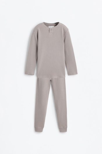 Textured Long Pajama Set