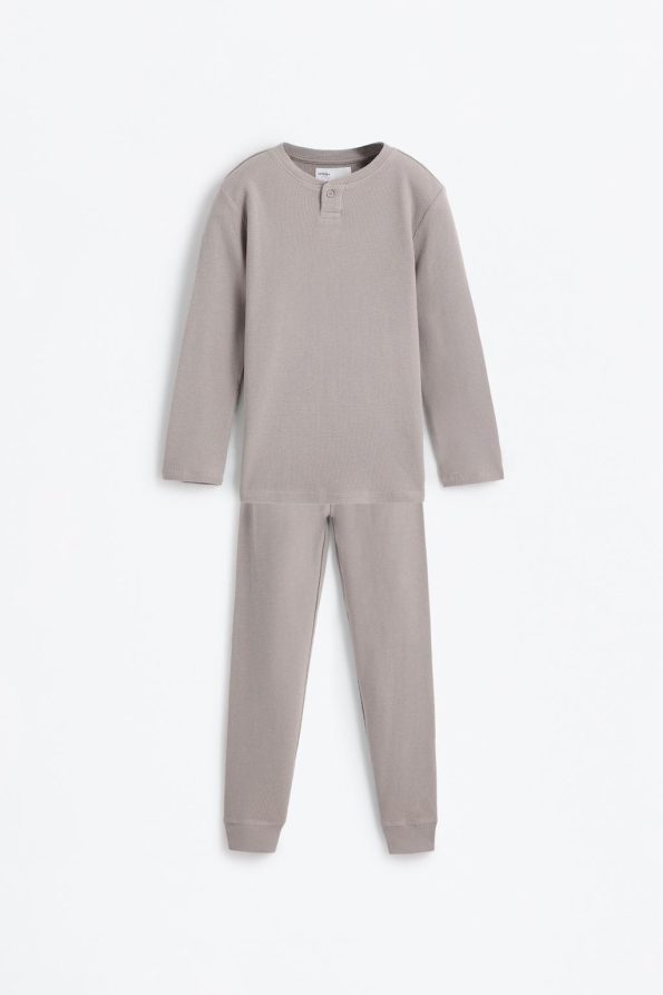 Textured Long Pajama Set