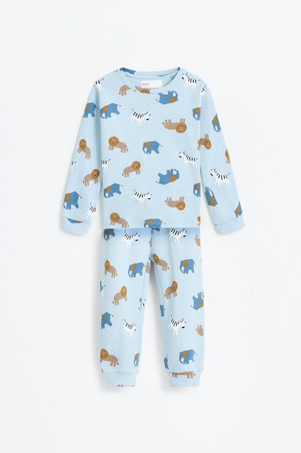 2-Piece Patterned Long Pajama Set