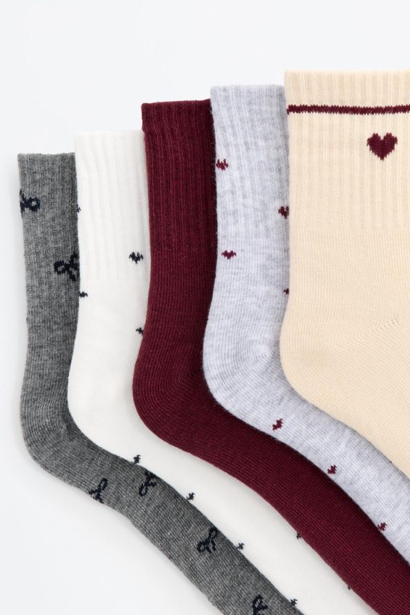 5-Pack Contrast Design Ankle Sock Set