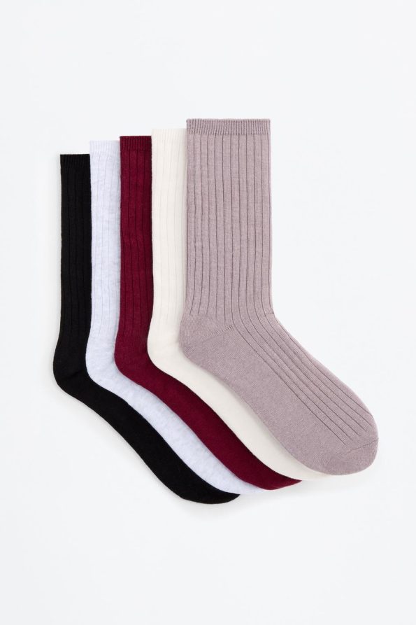 5-Pack Long Ribbed Socks