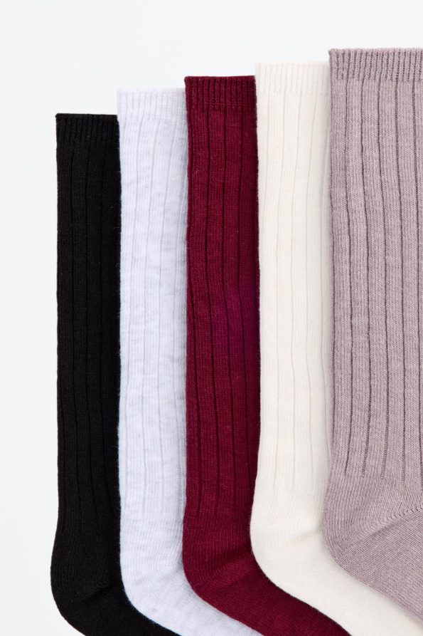5-Pack Long Ribbed Socks