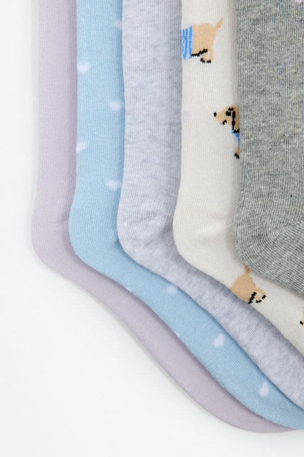 5-Pack Long Socks with Dog Patterns