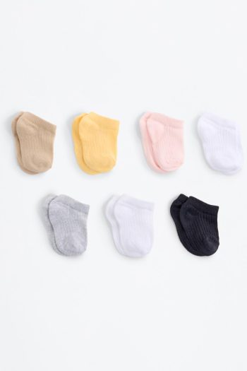 7-Pack Ribbed Ankle Socks