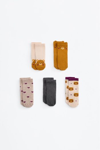 5-Pack Bear Pattern Ankle Socks