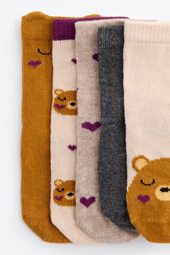 5-Pack Bear Pattern Ankle Socks