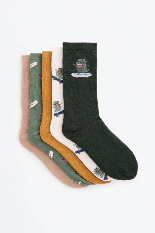 5-Pack Monster Pattern Long Socks