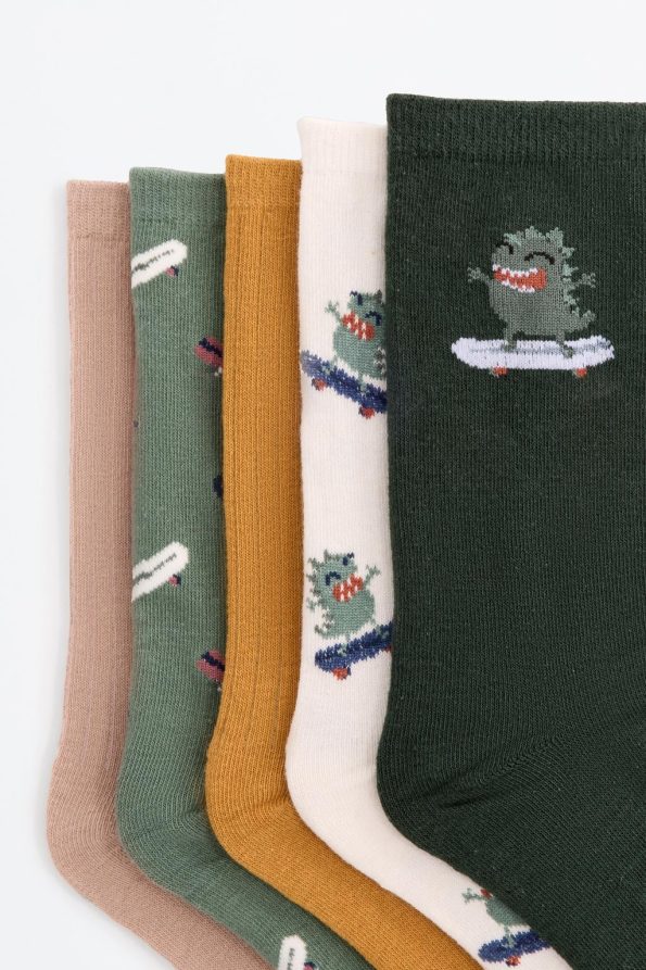 5-Pack Monster Pattern Long Socks