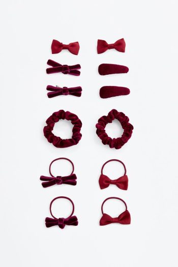 Velvet Hair Tie and Clip Set