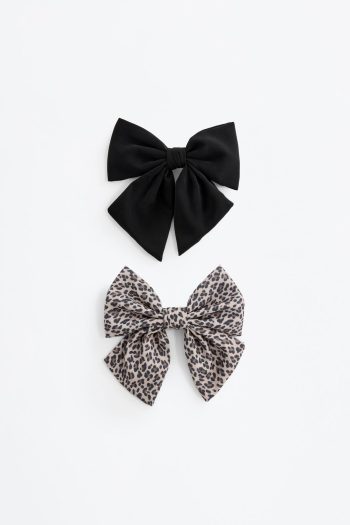Set of 2 Large Contrast Bow Hair Ties