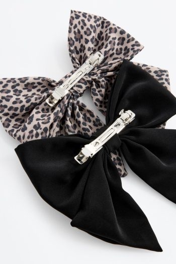 Set of 2 Large Contrast Bow Hair Ties