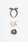 Set of 2 Patterned Hair Ties and Headband