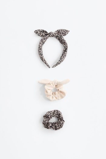 Set of 2 Patterned Hair Ties and Headband