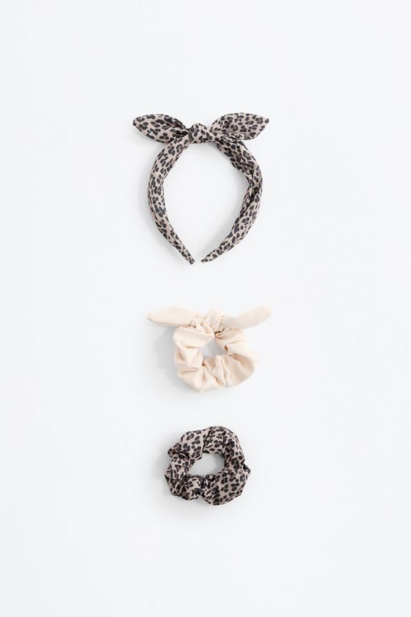 Set of 2 Patterned Hair Ties and Headband