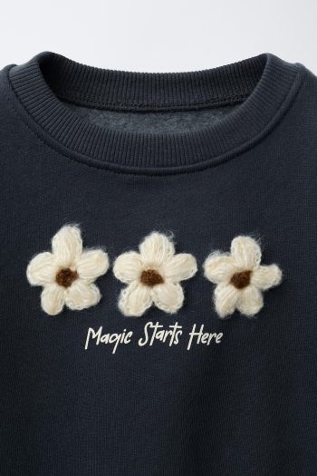 Floral Appliqué Combo Sweatshirt