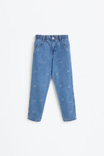Embroidered Mom Fit Jeans