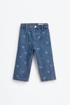 Patterned Wide Leg Jeans
