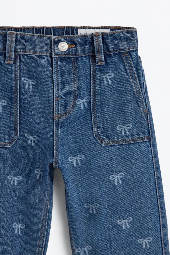 Patterned Wide Leg Jeans