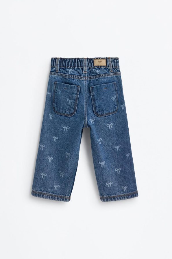 Patterned Wide Leg Jeans