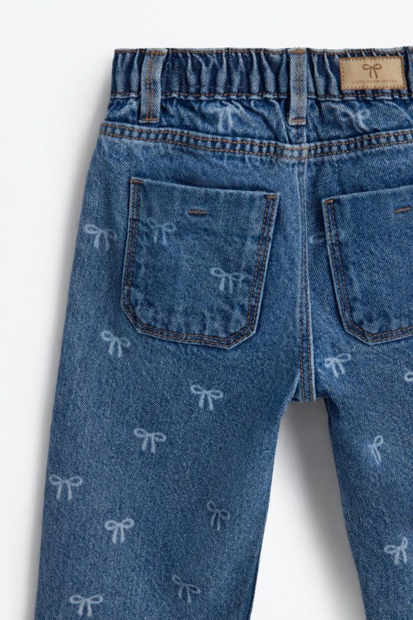Patterned Wide Leg Jeans