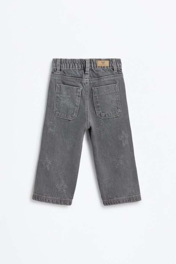Embroidered Wide Leg Jeans