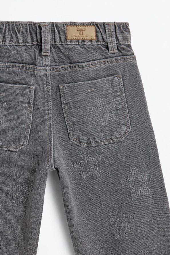 Embroidered Wide Leg Jeans