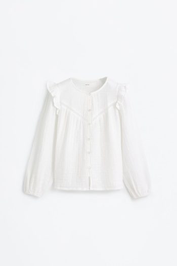 Ruffled Lace Trim Blouse